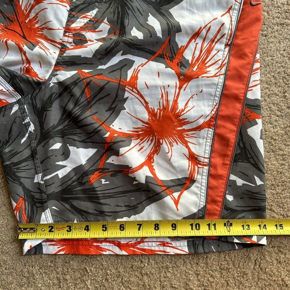 Nike Swim Trunks Men's XL Gray/Orange Floral Mesh Lined Board Shorts Drawstring - Picture 9 of 12